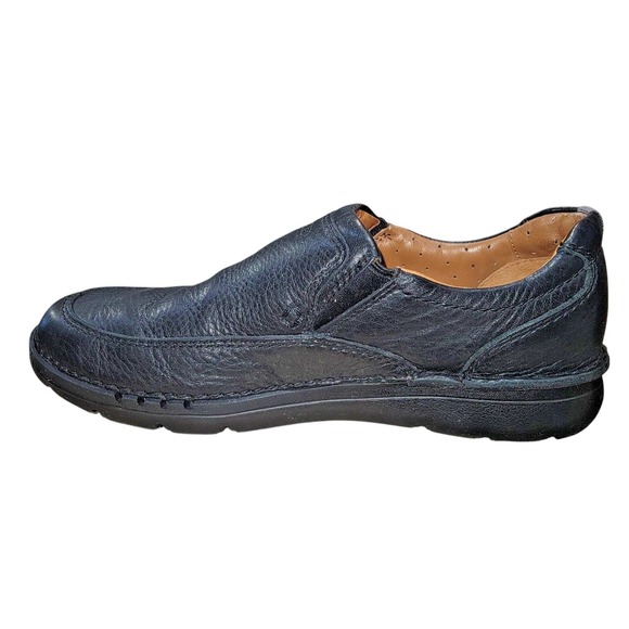 Clarks Mens Unstructured UNnature Black Pebbled Leather Loafer Shoes Size 10.5 M main image 10